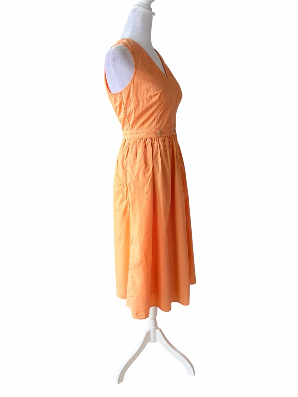 J. Crew Bright Orange Sleeveless Wrap-Front Midi Dress - Picture 3 of 7
